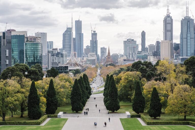 big city and park in Melbourne