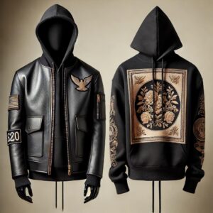 a clothing brand using Personalized embroidered patches on a black hoodie jacket