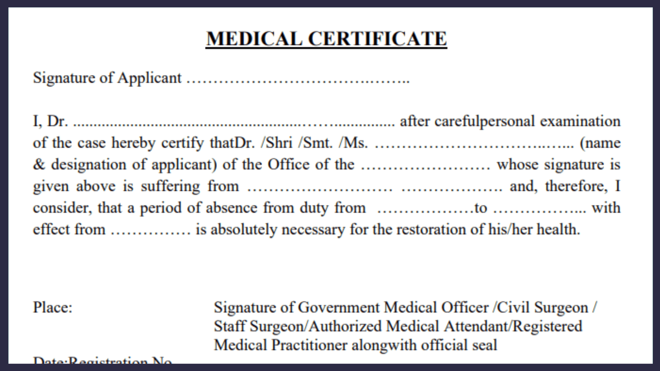 School Absence Medical Certificates